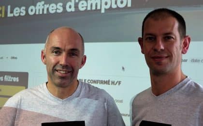 Charles Cabillic, gérant de Wynet et Olivier Becot, directeur général d’ImmoFacile, lancent le site Ici C Digital pour rassembler les 56 offres d’emploi du groupe.
