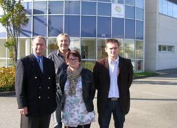 De g à d, Michel Martin, président de Sofibel, Dominique Lebreton, gérant de Fob Dil, Brigitte Jeanne, gérante de Fob Log et Michael Martin, président de Fob