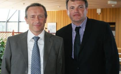 Olivier Athimon, directeur de l’activité Œufs coquille et ovoproduits du Groupe Glon et Eric Philippe, Directeur général du Groupe Glon