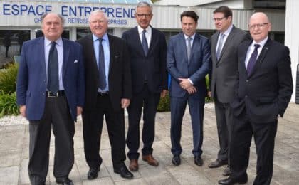 Les pdts des CCIT /R : Jean-Paul Chapalain (Morlaix), Jean-François Garrec (Quimper), Frank Bellion (Brest), Emmanuel Thaunier (Rennes), Claude Ravallec (Quimper), Dominique Lecomte (CCI Côtes d'Armor)