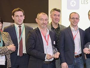 Primé lors du dernier concours Start West 2017, Yann Ridé, co fondateur de Voxpass (2ème à gauche) va désormais bénéficier  du double accompagnement Réseau Entreprendre Bretagne et d’un prêt d’honneur  de 25 000 euros.