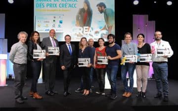 de g. à dr. Stéphane LE LIONNAIS, Pauline LE DREFF (DAWIZZ), Bernard SAUTJEAU (ICEMA), Stéphane KERDAT (Président de l’Ordre des Experts-Comptables de Bretagne), Fanny GIUDICELLI (MARINE AKWA), Renaud SEGUIER, Catherine SOLADIE, Lilian DELAVEAU (IMMERSIVE THERAPY), Séverine DELAHAYE, Stéphanie ROBE et David BLOUIN (Les P’tits Doudous).