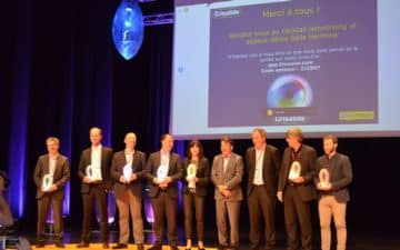 Emmanuel Thaunier au centre , entourée des lauréats de cette 5ème édition du concours Crisalide Numérique