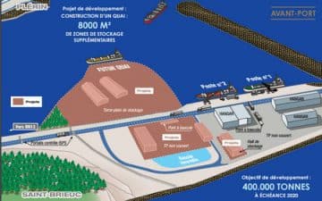 Pour pallier ce déficit de place,  la Région participe à hauteur de 203 000 € à l’aménagement d’une plateforme de stockage de bois sur l’avant-port du Légué,