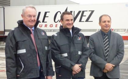 De G à D , Jean Jacques Le Calvez, PDG, Stéphane Robert, DG de Le Calvez Surgelés et Pascal Boulanger, Directeur Hygiène , sécurité et environnement