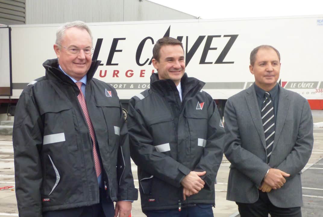 De G à D , Jean Jacques Le Calvez, PDG, Stéphane Robert, DG de Le Calvez Surgelés et Pascal Boulanger, Directeur Hygiène , sécurité et environnement