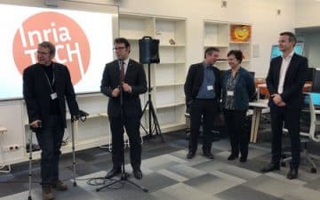 Inauguration de l'Inria Tech à Rennes en présence des prtenaires financiers, Loïg Chesnais Girard, Président de la Région et Emmanuel Couet,  président de Rennes Métropole