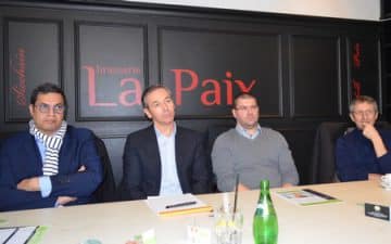 Rebond 35 : de g à d : Karim Essemiani, Jean-Charles Charrier, Sébastiien ( entrepreneur soutenu par l'association) et Jean-Loup Péguin