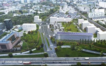 La Courrouze, nouveau quartier entre Rennes et Saint-Jacques-de-la-Lande, où logements et locaux d'activité cohabitent dans un parc.