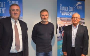 de g à d : Thomas Froehlicher, Directeur de Rennes School of business, Brice Rocher, PDG du Groupe Yves Rocher et François Châtel, Président de Rennes School of Business