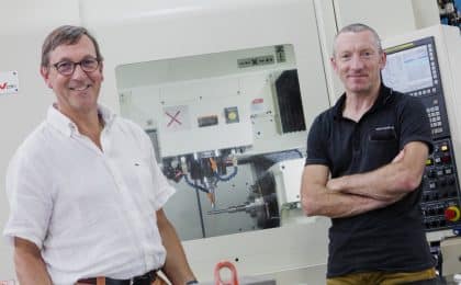 Guy Versabeau et Jean-Pierre Halais, les deux dirigeants d'Euromold installée à Beaucé, près de Fougères.