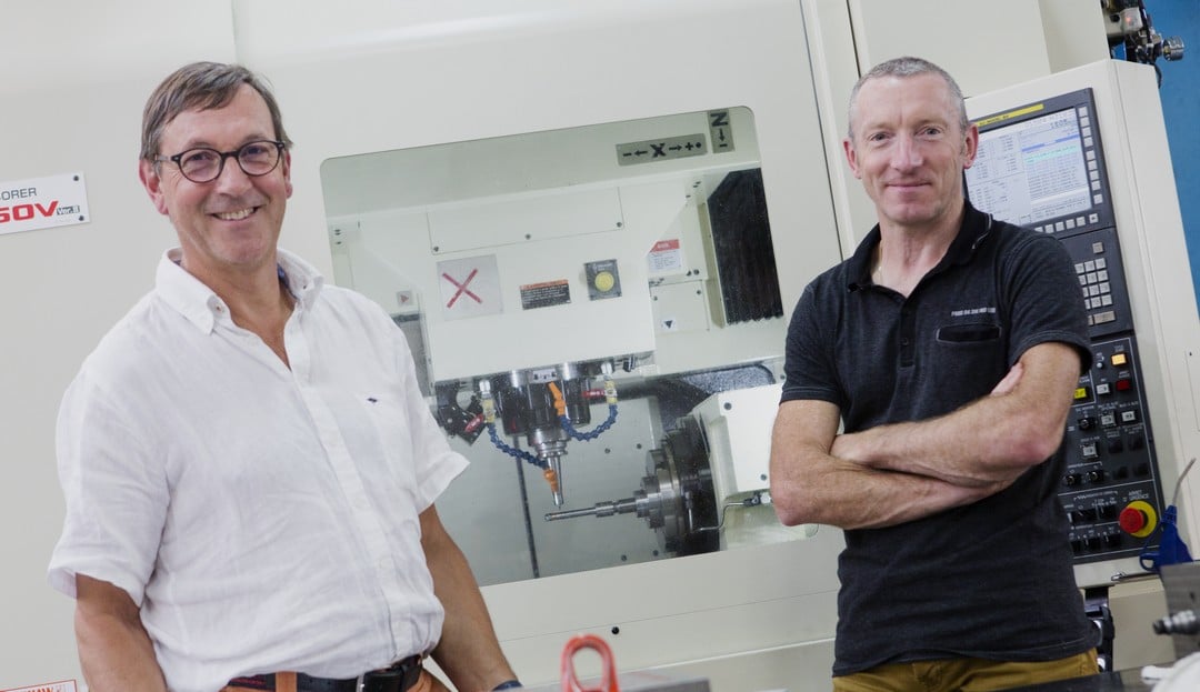 Guy Versabeau et Jean-Pierre Halais, les deux dirigeants d'Euromold installée à Beaucé, près de Fougères.