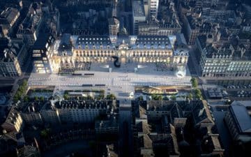Vue aérienne du futur Palais du Commerce de Rennes