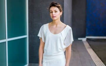 Justine Morvan a fait appel à l’actrice rennaise Pauline Parigot pour porter les  vêtements de sa seconde collection.