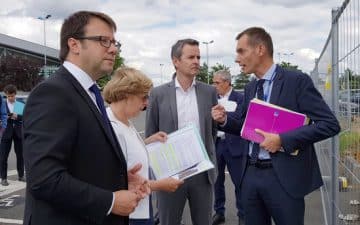 DE g à  d : Loïg Chesnais-Girard, Président de la Région Bretagne, Michèle Kirry, Préfete de région, Emmanuel Couet, président de Rennes Métropole et Gilles Tellier, Directeur des aéroports de Rennes et Dinard