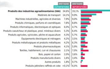 Avec un montant de 3,9 milliards d’euros, le secteur agroalimentaire cumule à lui seul 34,6% des exportations réalisées en 2018 par les entreprises bretonnes. La viande et les produits laitiers représentent plus de la moitié de ces ventes