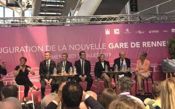 Inauguration de mercredi 3 juillet de la gare de Rennes en présence d'Elisabeth Borne, la ministre des Transports, Jean-Yves Le Drian, le ministre des Affaires étrangères , Guillaume Pépy Présiedent de la SNCF mais aussi de nombreux élus locaux et régionaux  es nombreux élus locaux et régionaux.