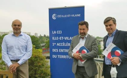 De g à d : Karim Khan, Président de l'Umih Bretagne, Emmanule Thaunier, président de la CCI Ille-et-Vilaine et Jean-Virgiles Crance, Président du GNC