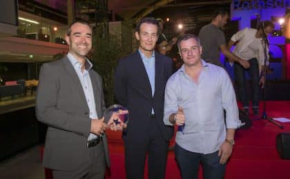 (de gauche à droite) : Nicolas Régnier, Président, Alexandre De Rotschild, Simon Valadou, Directeur lors de la remise du Tech Award de Rotschild & Co à la Station F