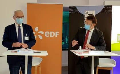 Jean-Bernard Lévy, PDG du groupe EDF et Loïg Chesnais-Girard se sont engagés, ce jeudi 17 septembre à Rennes, à coopérer ensemble pour faire de la Bretagne une « région leader » de la transition énergétique.