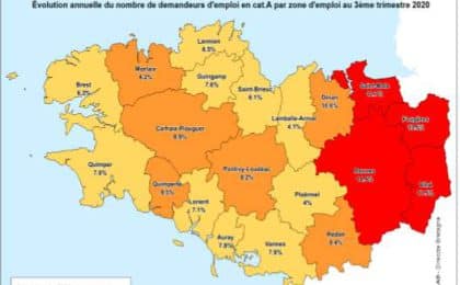 Evolution annuelle du nombre de demandeurs d’emplois en catégorie A par zone d’emploi