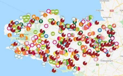 Carte des acteurs de l'agroalimentaire en Bretagne