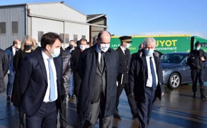 Jean Castex, Premier ministre, en visite chez Guyot Environnement, samedi 6 février 2021.
