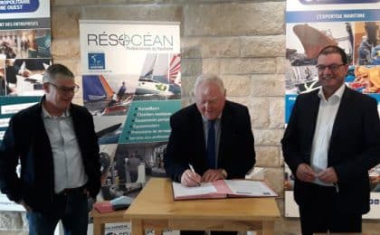 Reconduction du partenariat entre Résocéan, le réseau des professionnels du nautisme en sud Finistère et le Crédit maritime.