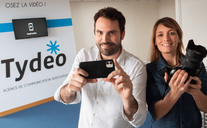Julien Cabon et Marina D'Eté, fondateurs et associés de Tydeo, entreprise spécialisée dans la vidéo d'entreprise