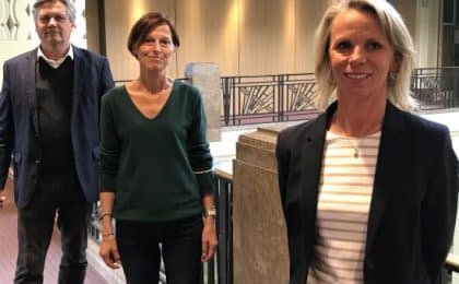 Pierre Montel, président de la CCI du Morbihan, Maryline Bénabes, commerçante et élue CCI et Géraldine Scardin, commerçante et élue CCI.