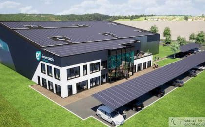 Visuel 3D du futur bâtiment de 2 400 m² d’Émeraude Solaire à Miniac-Morvan Visuel 3D du futur bâtiment de 2 400 m² d’Émeraude Solaire à Miniac-Morvan