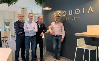 Fabrice Busnel, médecin du FCL, Philippe Orst, dirigeant de l'agence Le Ciré Jaune, Jacques Piriou, dirigeant finistérien et Gérard Le Faouder, entrepreneur lorientais, sont associés pour l'ouverture de Séquoia Bien-être.