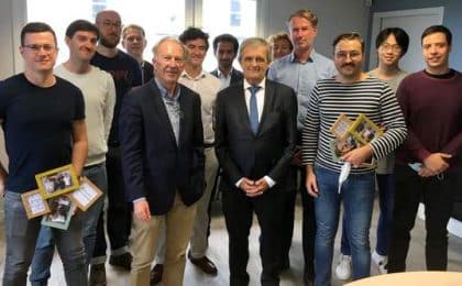 Au centre de la photo le Président de Saint-Malo Agglomération, Gilles Lurton et de son Vice-président à l’Economie, Dominique de La Portbarré