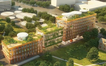 Dessiné par Isabelle Hérault (Hérault Arnod Architectures), Le Bois Lilas répond aux enjeux éco-urbain et de réduction d’empreinte Carbone de la ville de demain