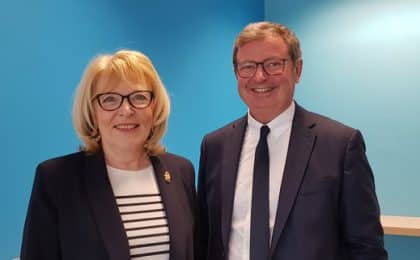 Catherine Leblanc et Maurice Bourrigaud, respectivement présidente du Conseil d'administration et directeur général de la BPGO