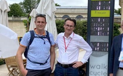 Enrico Durbano et Christophe Milon, respectivement directeur général et président d’Eco-Compteur à Lannion