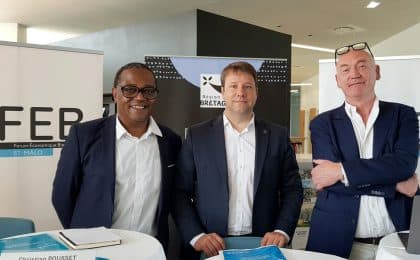 De g à d : Christian Pousset, fondateur du Forum économique breton, Loïg Chesnais-Girard, Président Région Bretagne et Fabrice Trousson , directeur du Forum économique breton