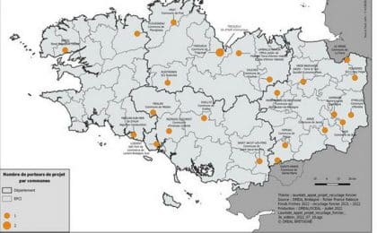 Carte des lauréats de l’appel à projets recyclage foncier 3e édition - France relance Fonds friche 2022
