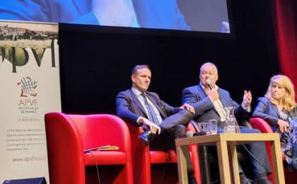 Olivier Sichel, Directeur Générale délégué de la Caisse des dépôts / Directeur de la Banque des territoires et Jean-Pierre Rivery , Président de la CCI Bretagne et Dominique Faure, Secrétaire d’Etat chargée de la Ruralité