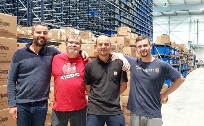 Timotée, René,  Brice et Mathieu Denoual aux commandes leur centre logistique inauguré en juillet 2022 à Bourgbarré