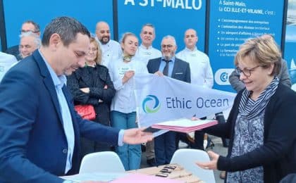 Jean Claude Crocq, président de la CCI Ille-et-Vailaine et Elizabeth Vallet, directrice d’Ethic Ocean Jean Claude Crocq, président de la CCI Ille-et-Vailaine et Elizabeth Vallet, directrice d'Ethic Ocean
