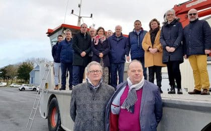 Tous les acteurs économique et politiques des Côtes d'Armor soutiennent le projet Estebam. Au premier plan à gauche, Jean-Claude Balanant, pdt de la CCI Côtes d'Armor, à droite, Olivier Ticos, dirigeant d’Alca Torda (56)