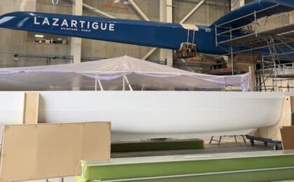 Flotteur du bac électrique de Concarneau, dans les ateliers de MerConcept ©Merconcept